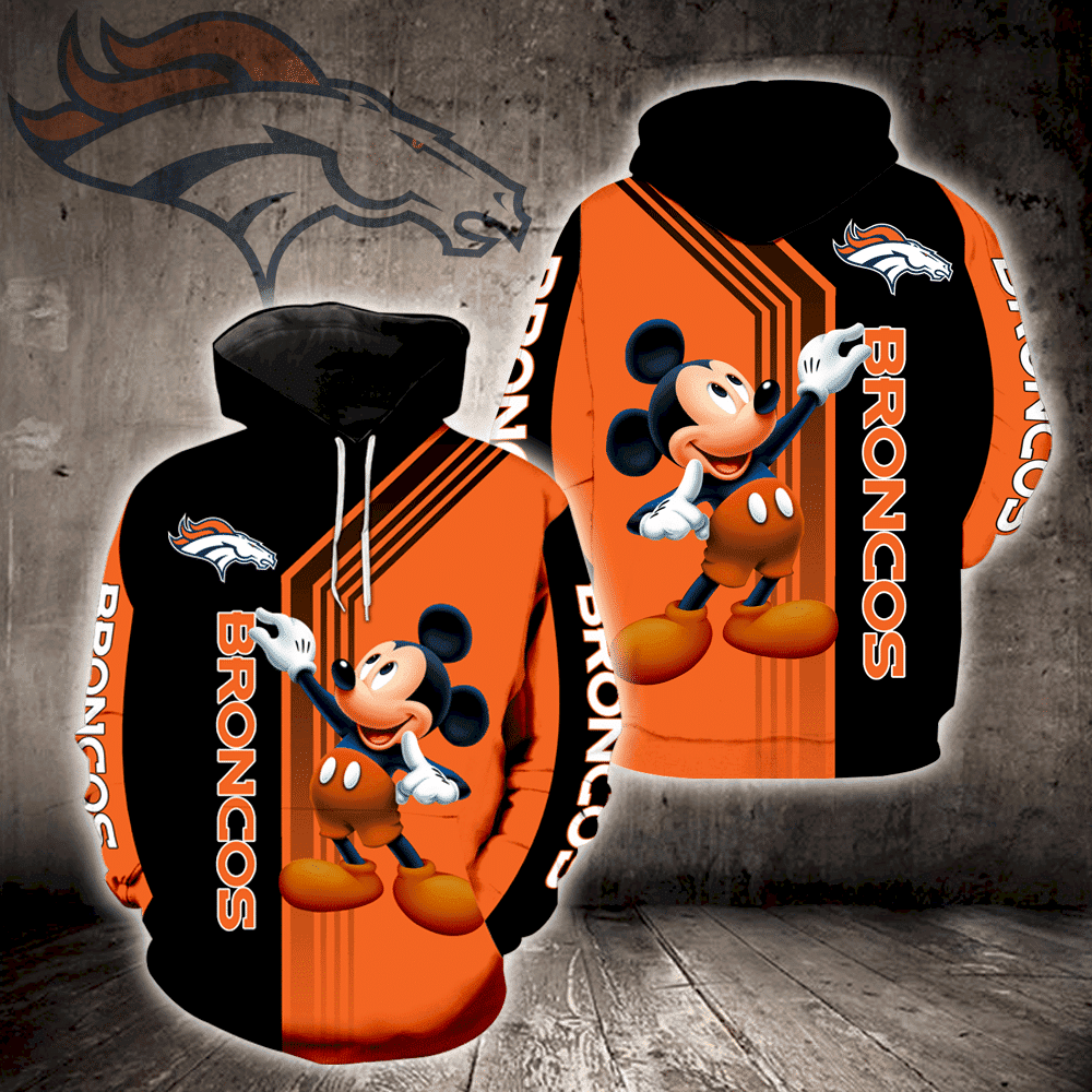 Denver Broncos Mickey Mouse 3D All Over Print Hoodie, Zip Hoodie