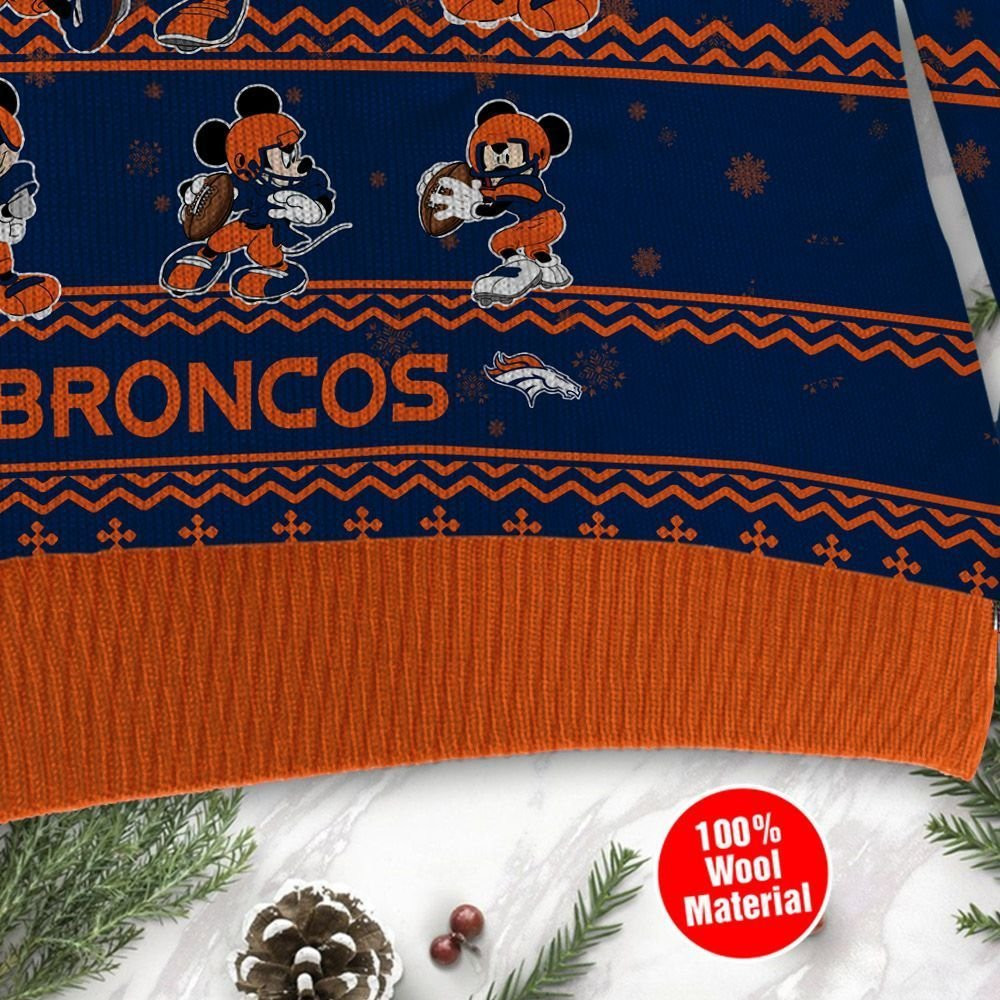 Denver Broncos Mickey Mouse Ugly Christmas Sweater Adult 3D Funny Matching for family - Image 4
