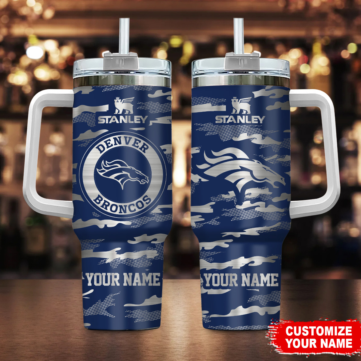 Denver Broncos NFL Camo Pattern Custom Stanley Cup 40 oz 30 oz Tumbler With HandleTVC230198