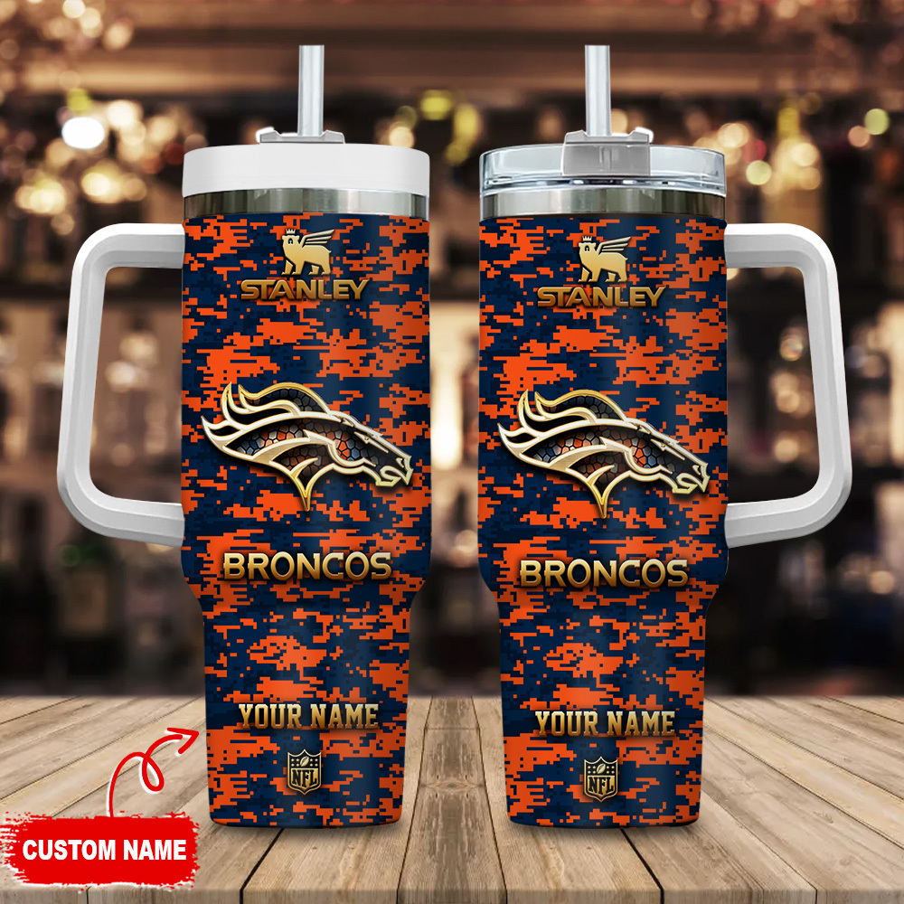 Denver Broncos NFL Camouflage Golden Logo Custom Stanley Cup 40 oz 30 oz Tumbler With HandleTVC2301111