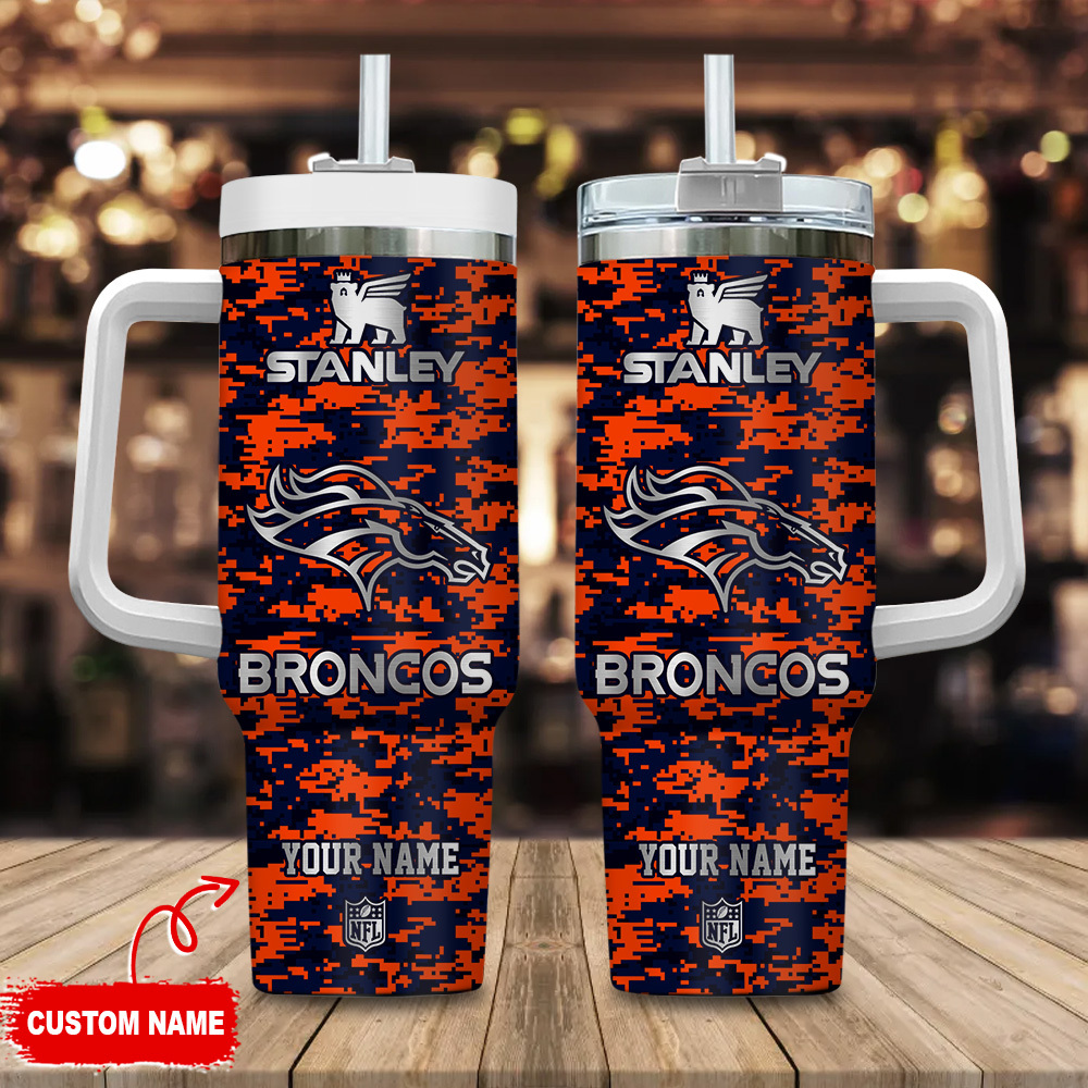 Denver Broncos NFL Camouflage Silver Logo Custom Stanley Cup 40 oz 30 oz Tumbler With HandleTVC2301111