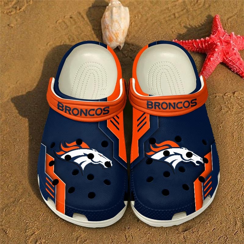 Denver Broncos NFL Crocs Crocband Clogs Shoes Comfortable For Men Women and Kids