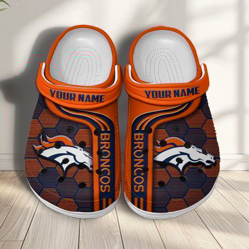 Denver Broncos NFL Crocs Crocband Clogs Shoes Comfortable For Men Women and Kids