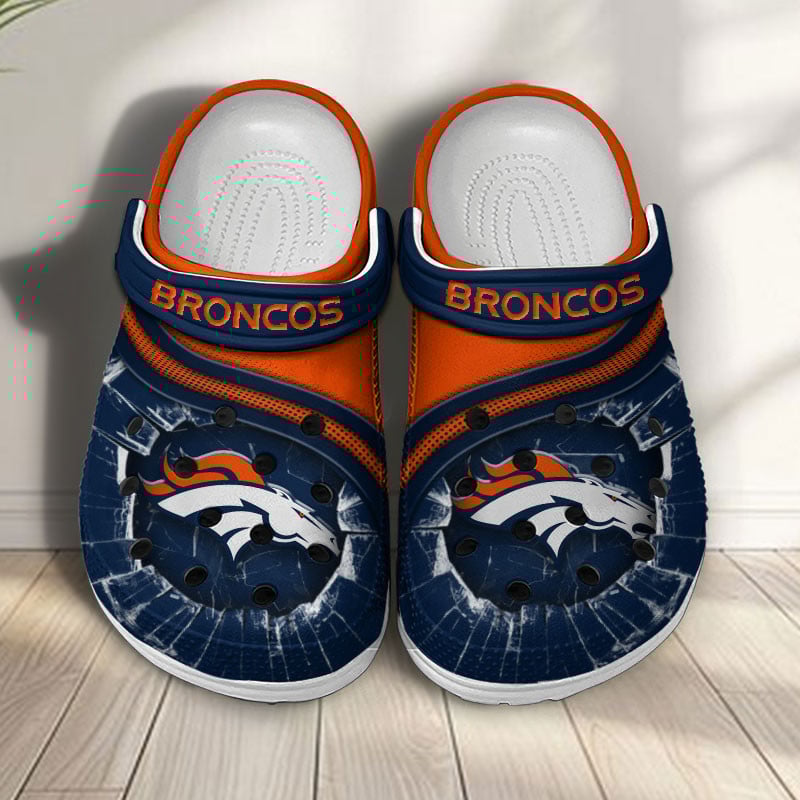 Denver Broncos NFL Crocs Crocband Clogs Shoes Comfortable For Men Women and Kids