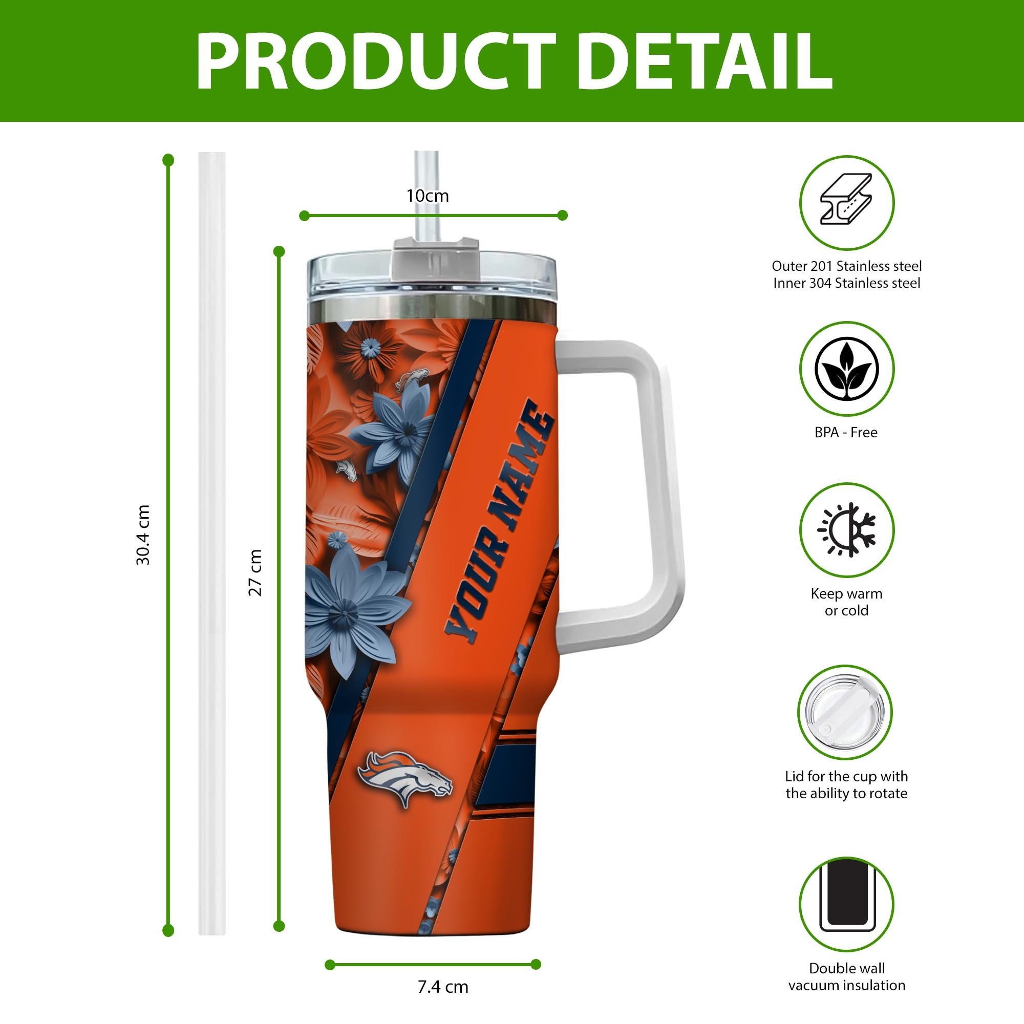 Denver Broncos NFL Custom Stanley Cup 40 oz 30 oz Tumbler With HandleTVC230108 - Image 2