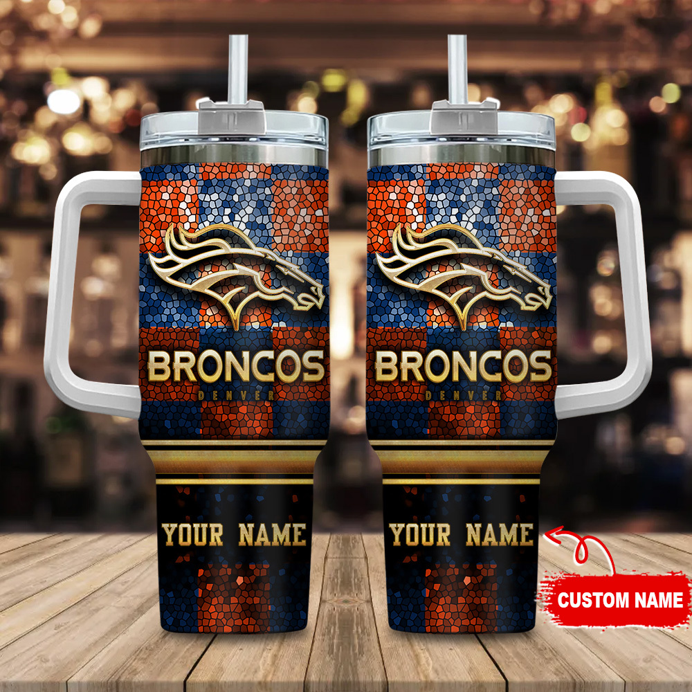 Denver Broncos NFL Glitter Golden Logo Custom Stanley Cup 40 oz 30 oz Tumbler With HandleTVC2301113