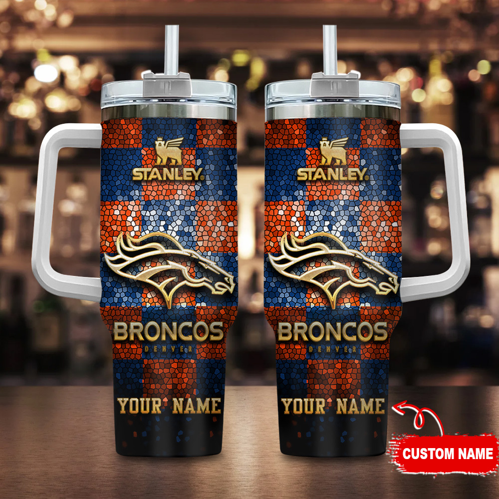 Denver Broncos NFL Glitter Golden Logo Custom Stanley Cup 40 oz 30 oz Tumbler With HandleTVC2301115