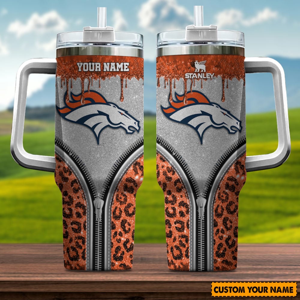 Denver Broncos NFL Glitter Leopard Print Custom Stanley Cup 40 oz 30 oz Tumbler With HandleTVC230144