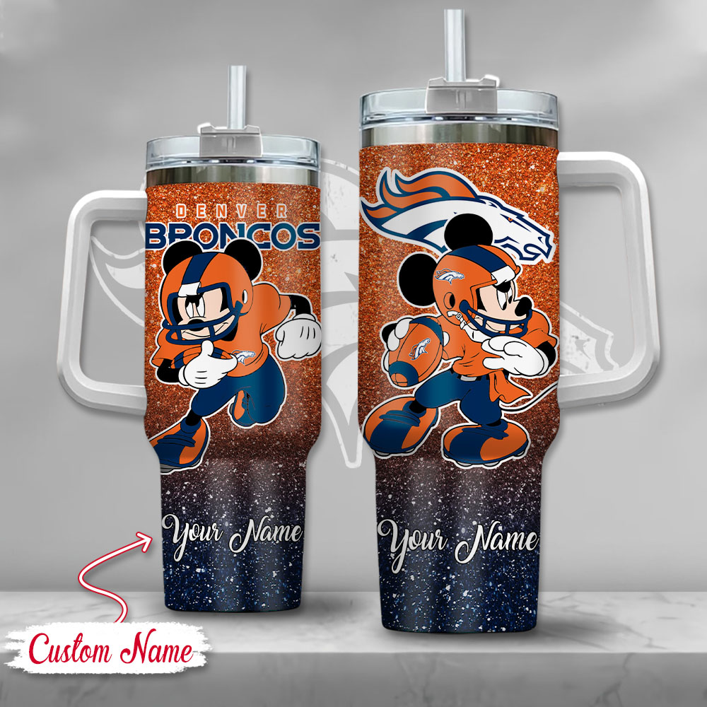 Denver Broncos NFL Mickey Mouse Glitter Custom Stanley Cup 40 oz 30 oz Tumbler With HandleTVC230190