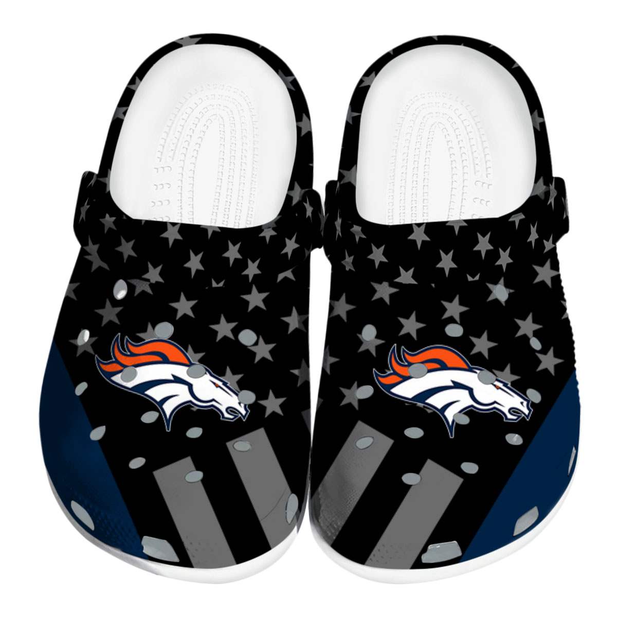 Denver Broncos NFL Sport Crocs Crocband Clogs Shoes Comfortable For Men Women and Kids