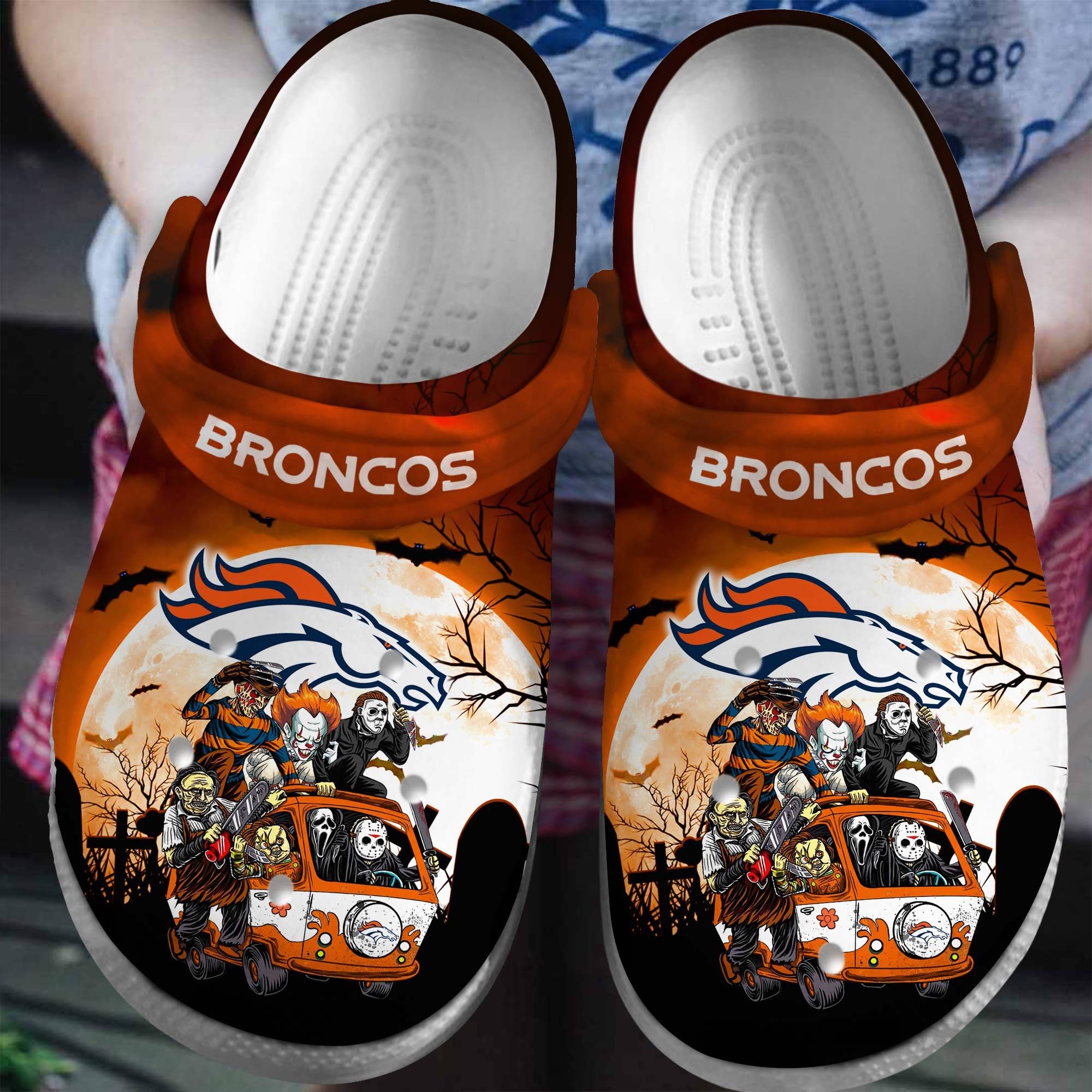 Denver Broncos NFL Sport Crocs Crocband Clogs Shoes Comfortable For Men Women and Kids
