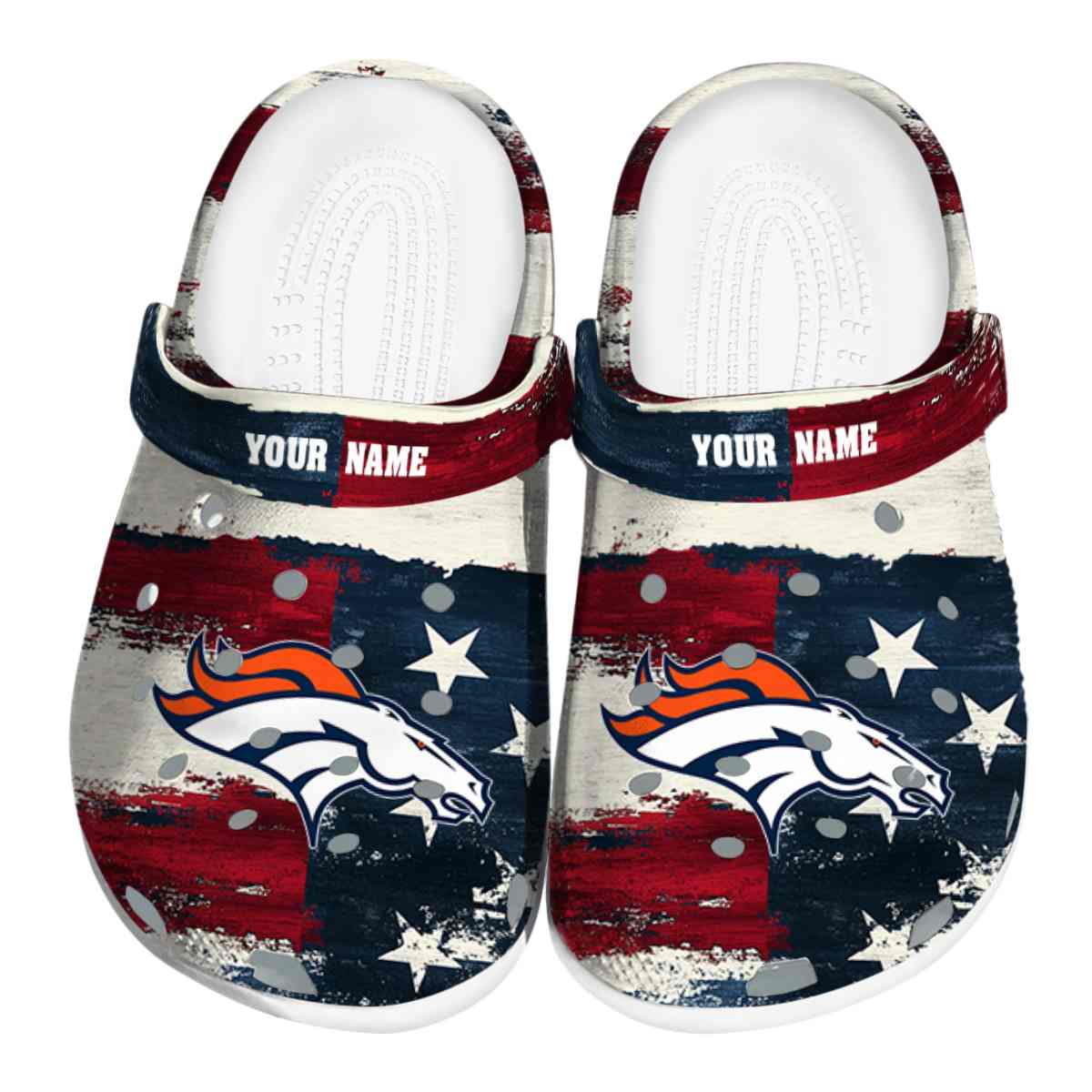 Denver Broncos NFL Sport Crocs Crocband Clogs Shoes Comfortable For Men Women and Kids
