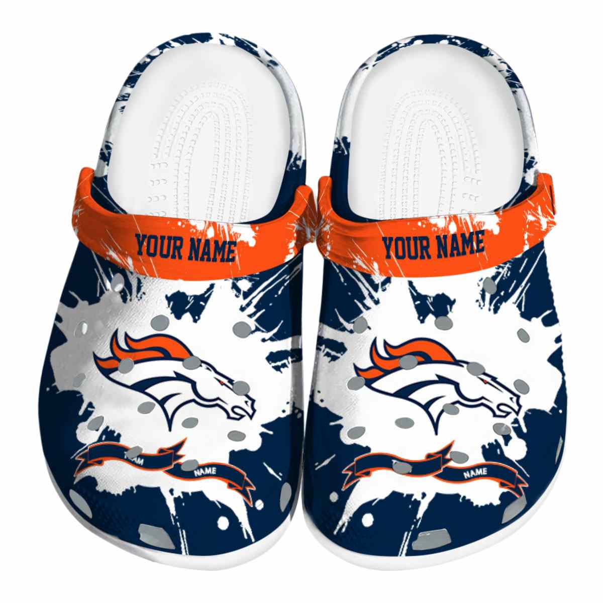 Denver Broncos NFL Sport Crocs Crocband Clogs Shoes Comfortable For Men Women and Kids