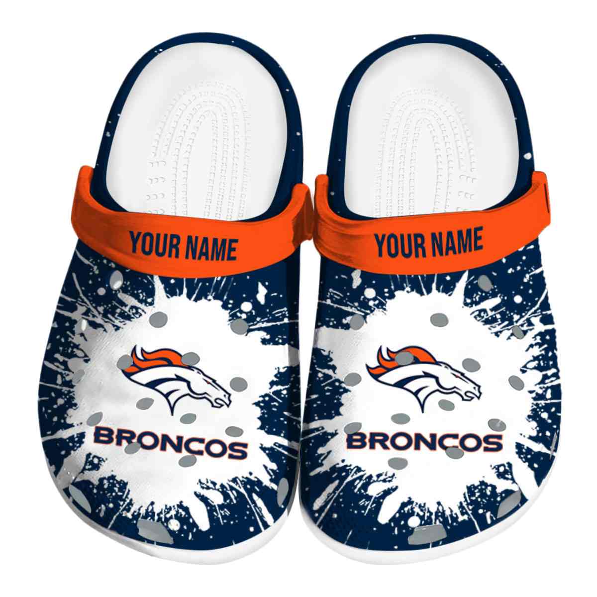 Denver Broncos NFL Sport Crocs Crocband Clogs Shoes Comfortable For Men Women and Kids