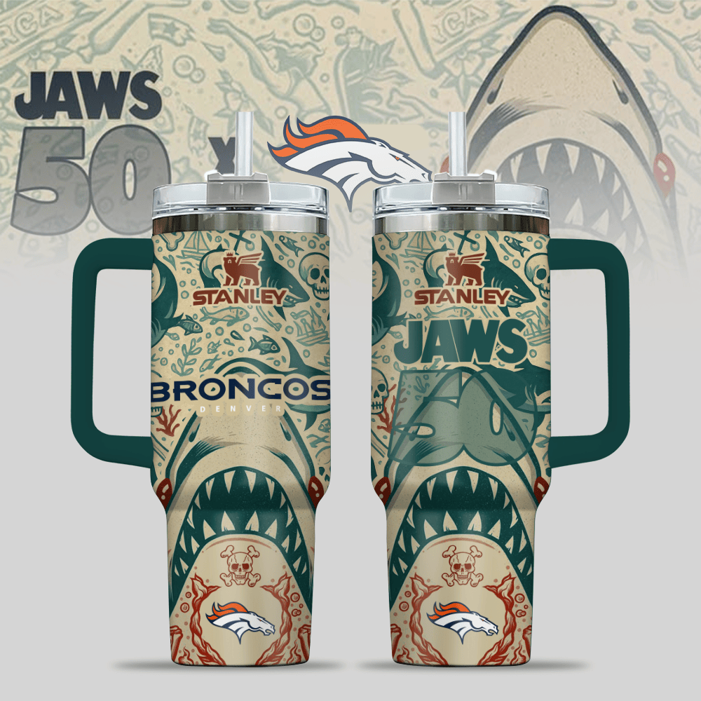 Denver Broncos NFL x JAWS Custom Stanley Cup 40 oz 30 oz Tumbler With HandleTVC2301123