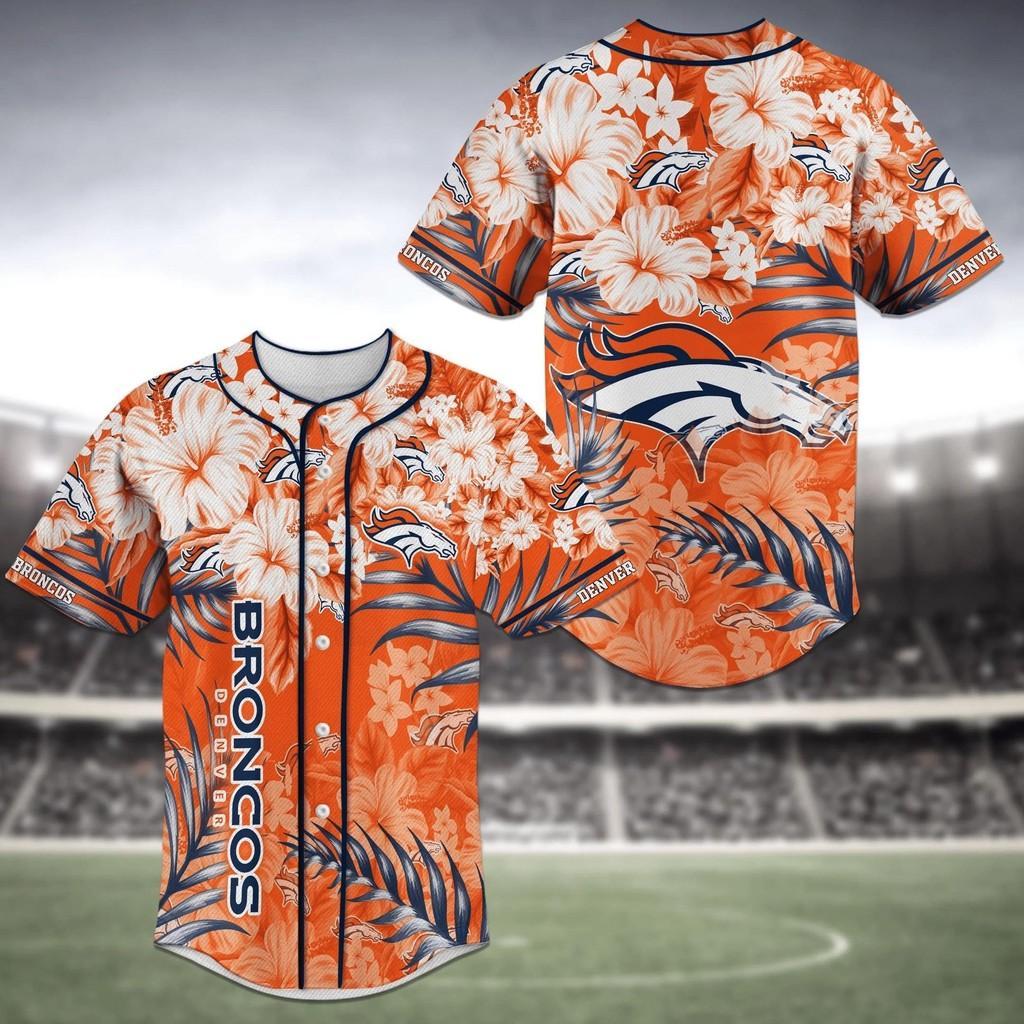 Denver Broncos NLF Baseball Jersey Shirt With Flower Design