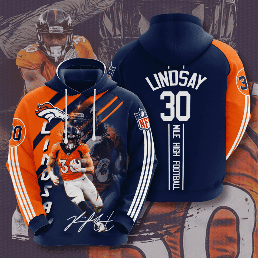 Denver Broncos Phillip Lindsay 3D All Over Print Hoodie, Zip Hoodie