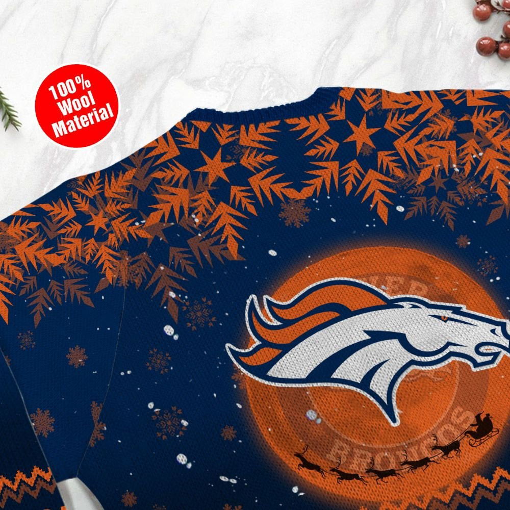 Denver Broncos Santa Claus In The Moon Ugly Christmas Sweater Adult 3D Funny Matching for family - Image 4