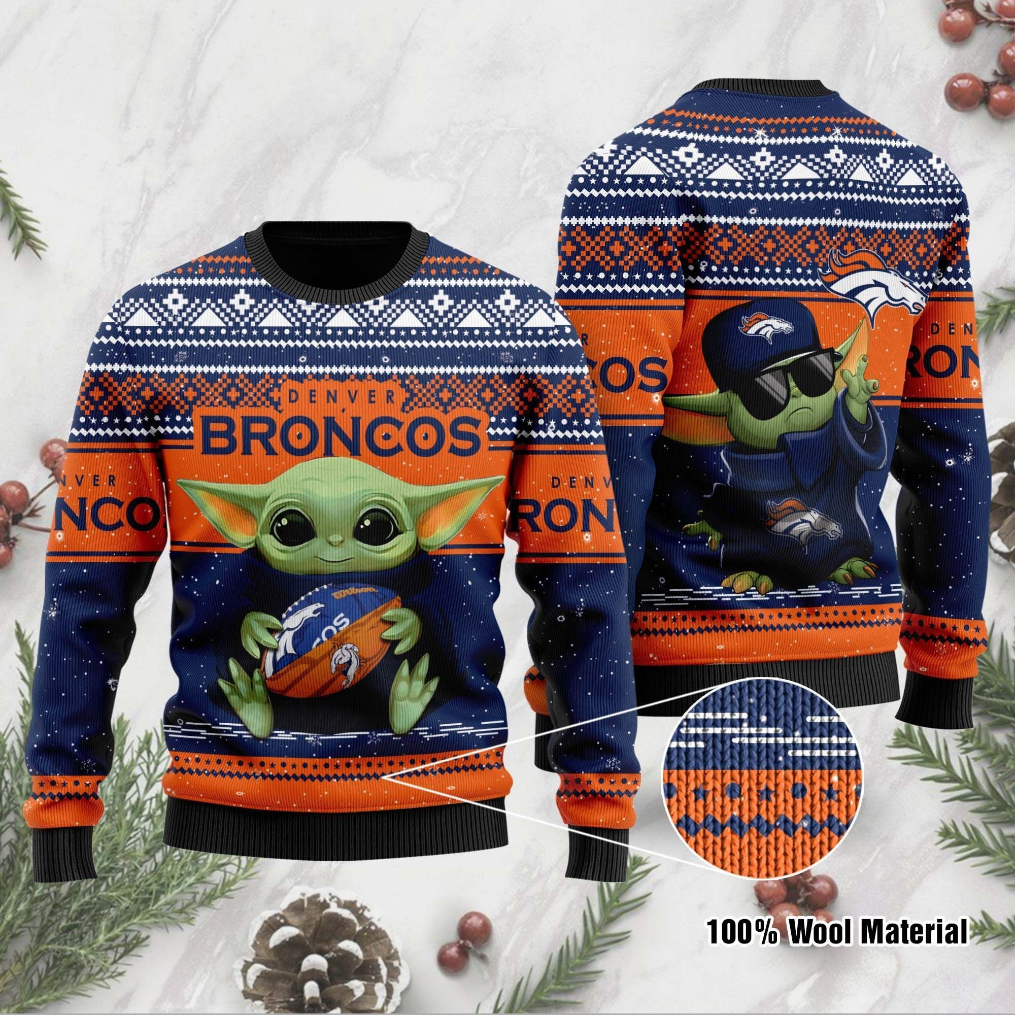 Denver Broncos Sweater Ugly Christmas Sweater Adult 3D Funny Matching for family