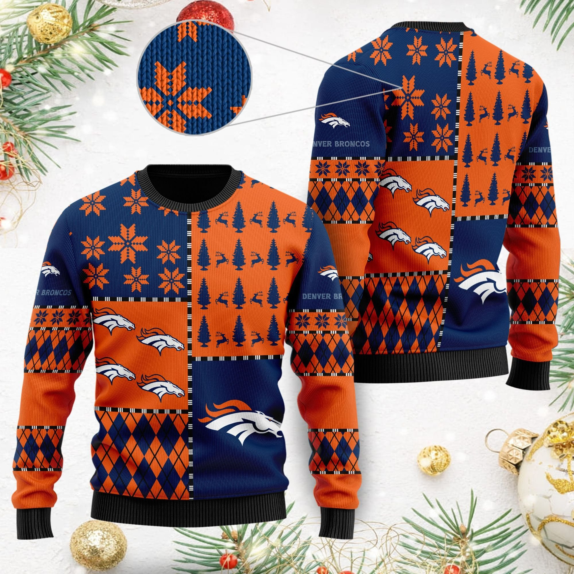 Denver Broncos Ugly Christmas Sweater Adult 3D Funny Matching for family