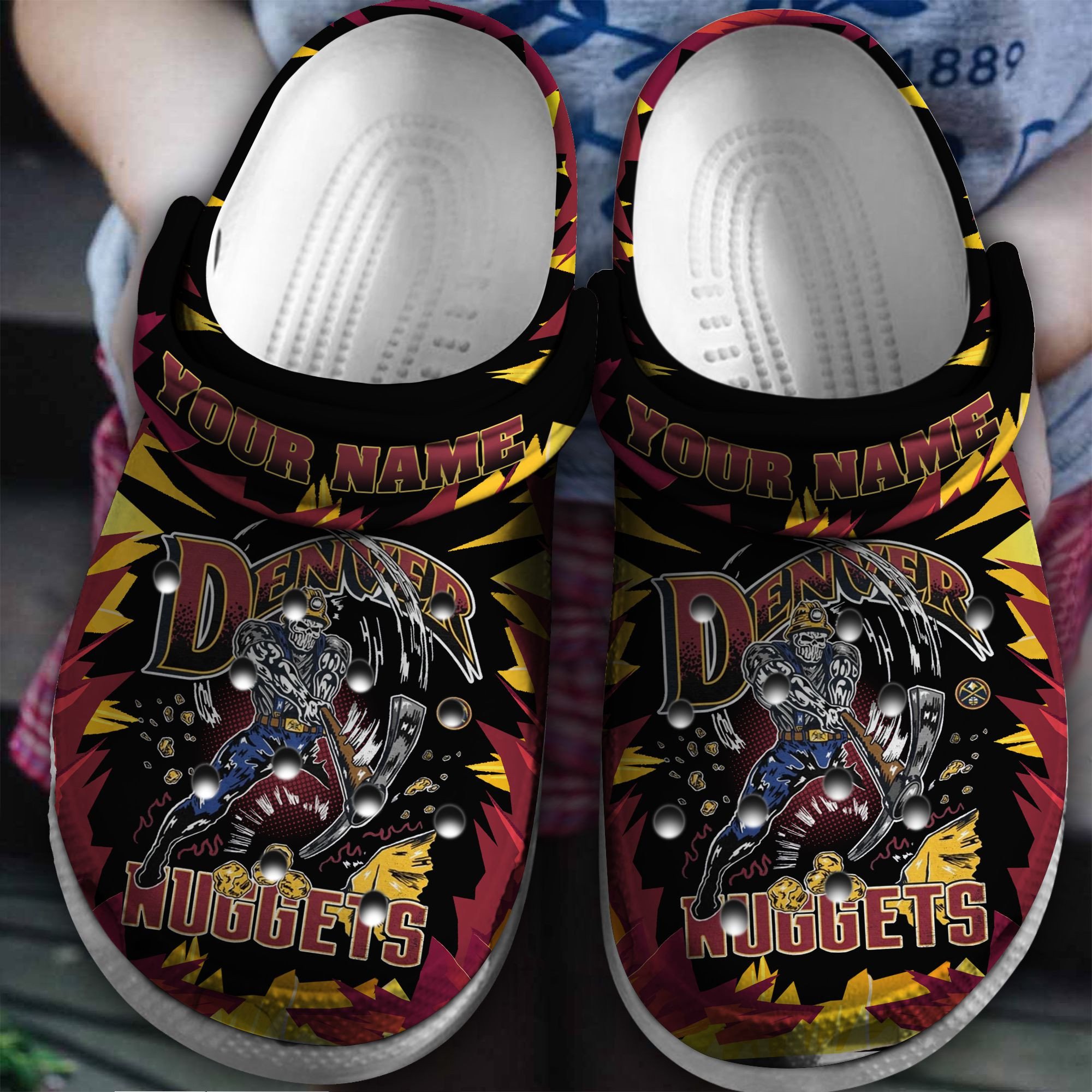 Denver Nuggets NBA Basketball Sport Crocs Crocband Clogs Shoes Comfortable For Men Women and Kids