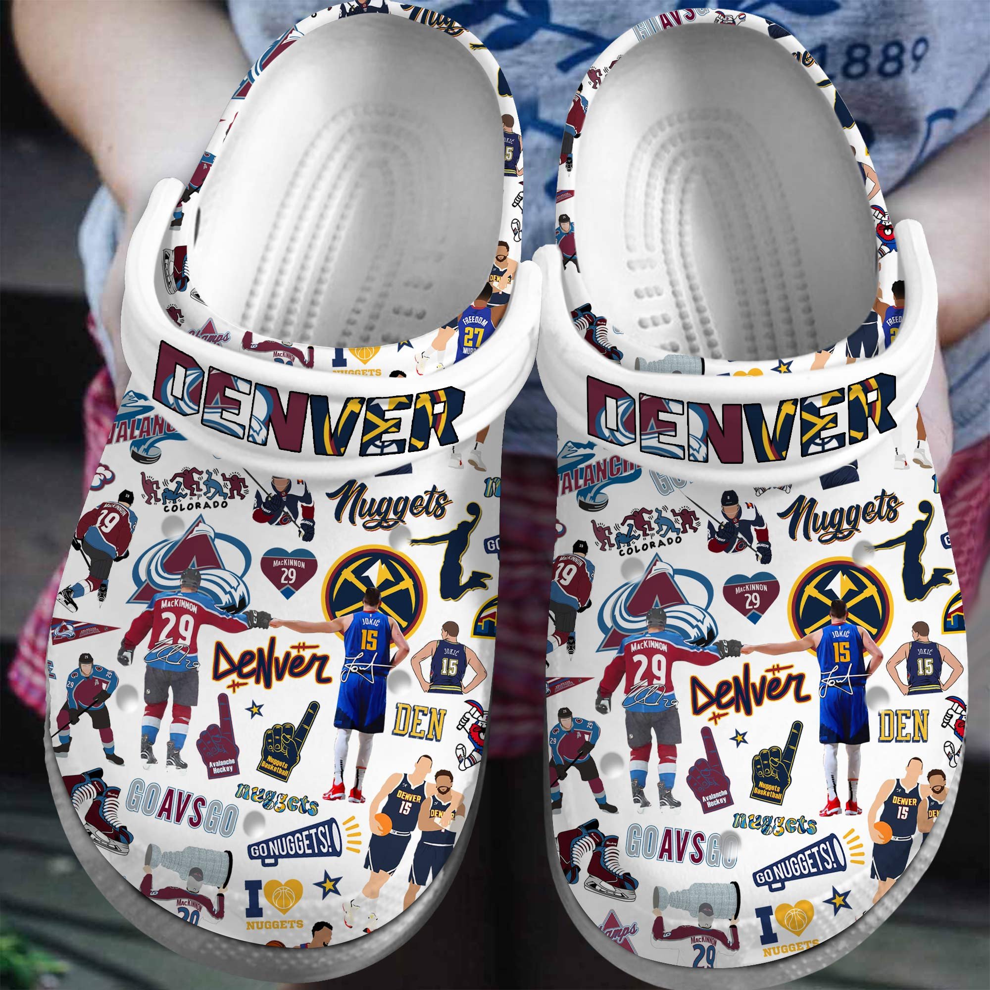 Denver Nuggets NBA Basketball Sport Crocs Crocband Clogs Shoes Comfortable For Men Women and Kids