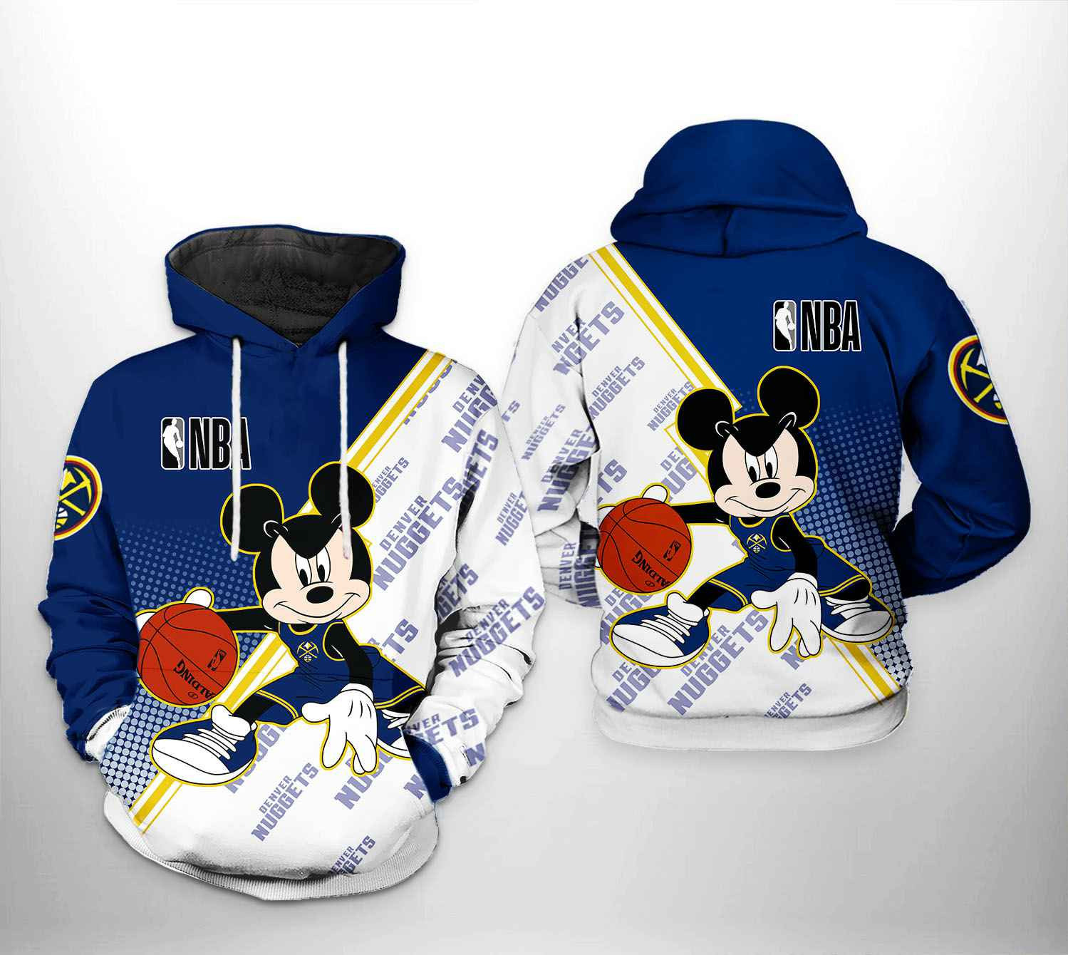 Denver Nuggets NBA Mickey 3D All Over Print Hoodie, Zip Hoodie