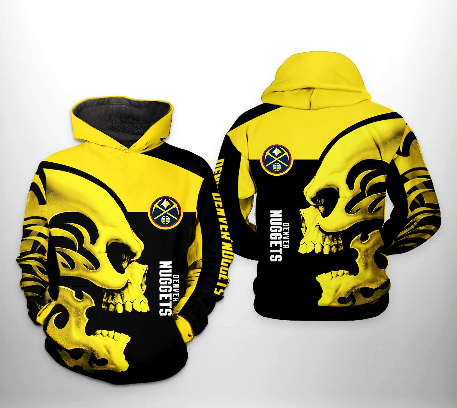 Denver Nuggets NBA Skull Team 3D All Over Print Hoodie, Zip Hoodie