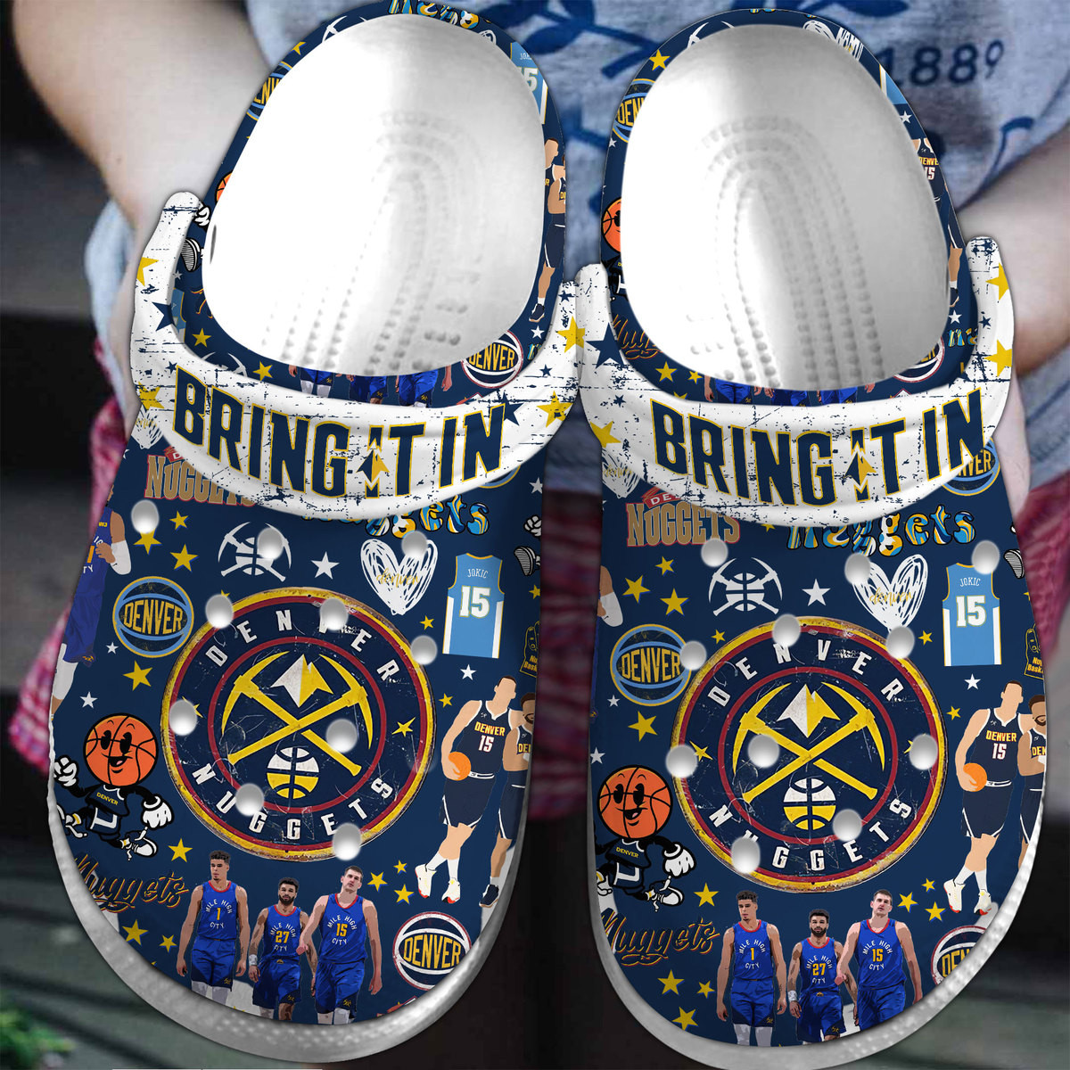 Denver Nuggets NBA Sport Crocs Crocband Clogs Shoes Comfortable For Men Women and Kids