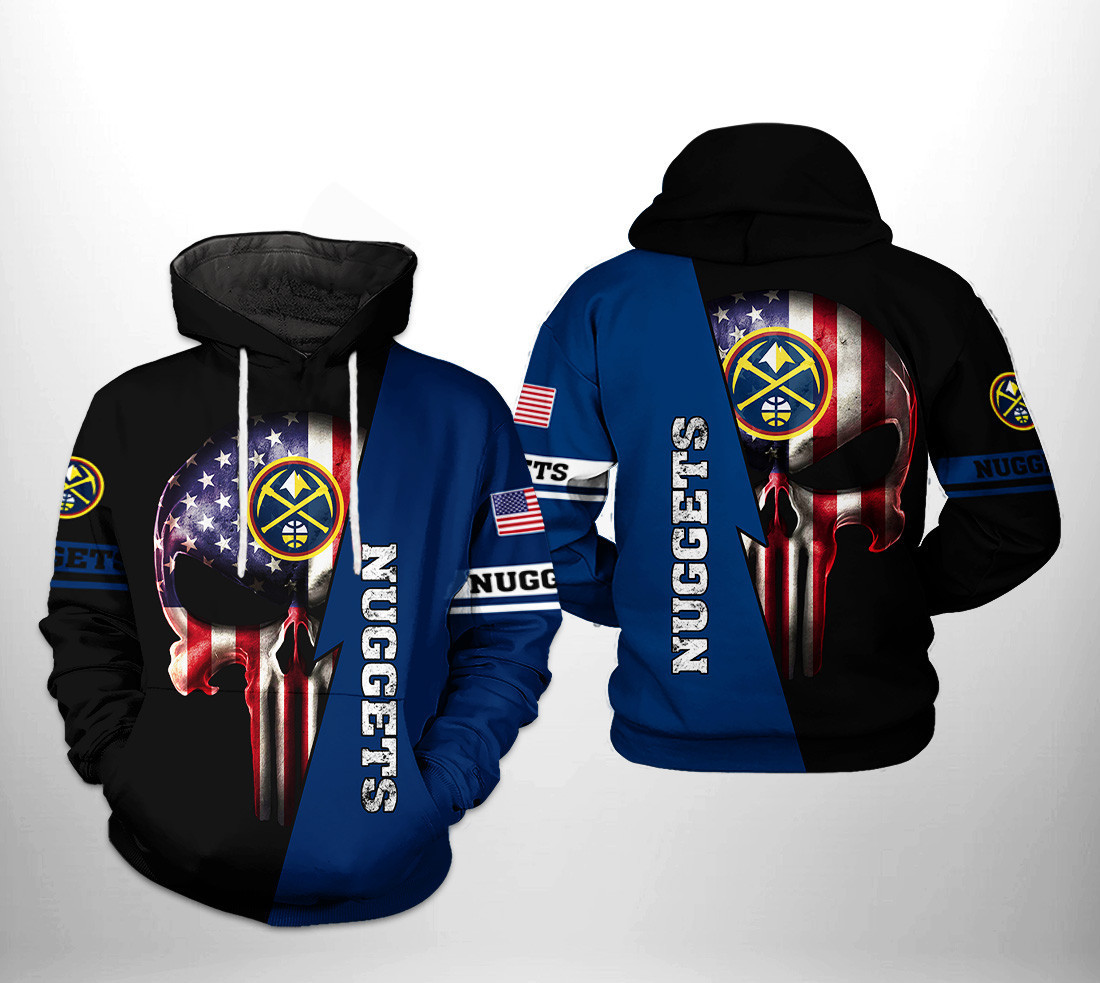 Denver Nuggets NBA US Flag Skull Team 3D All Over Print Hoodie, Zip Hoodie