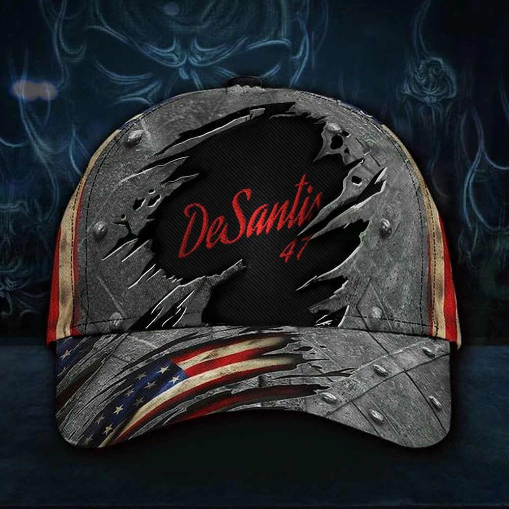 DeSantis 2024 Hat 3D Vintage American Flag Cap Support Ron DeSantis For 47Th President Trucker Hats Custom Hats Gifts For Men & Women