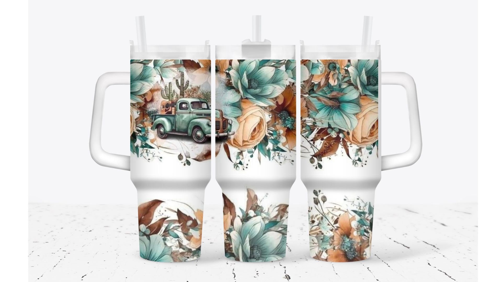 Desert Roads and Flowers Custom Stanley Cup 40 oz 30 oz Tumbler With HandleTVC2301930