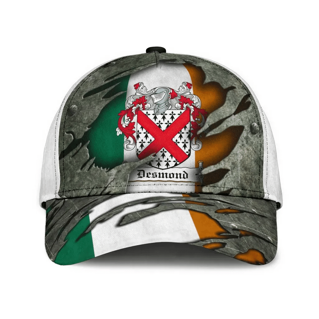 Desmond Coat Of Arms - Irish Family Crest Hat Classic Cap 3D Trucker Hats Custom Hats Gifts For Men & Women
