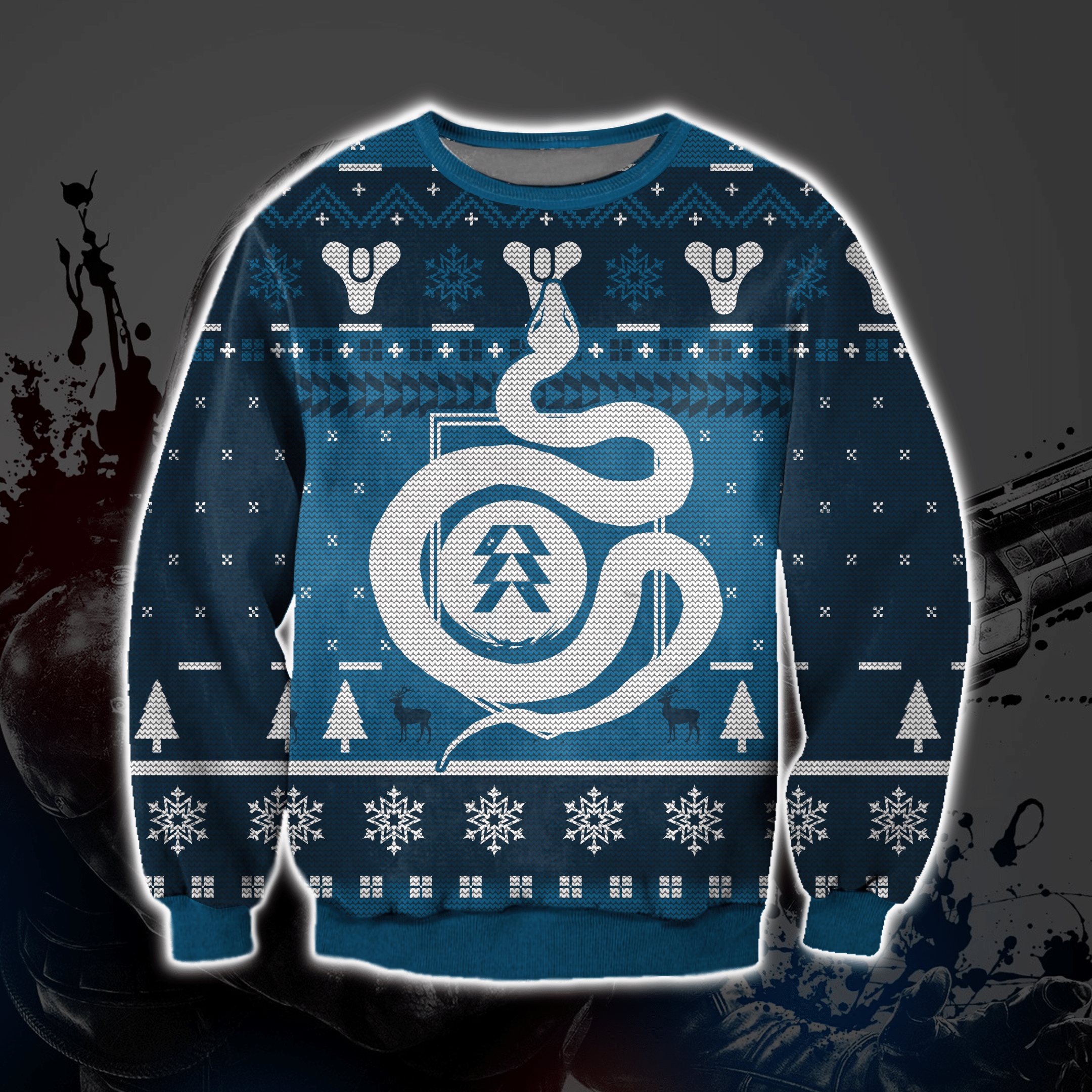Destiny Hunter 3D Print Ugly Christmas Sweater Adult 3D Funny Matching for family