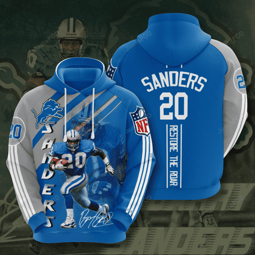Detroit Lions Barry Sanders 3D All Over Print Hoodie, Zip Hoodie