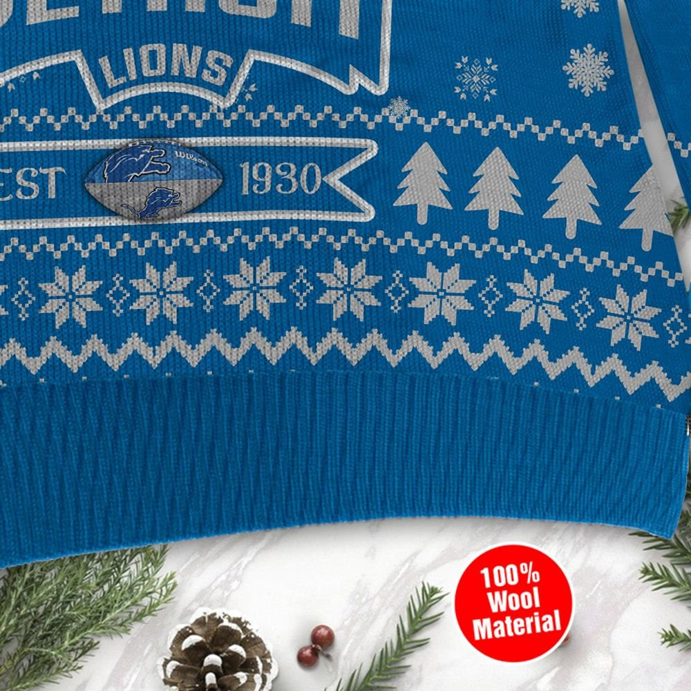 Detroit Lions Cute Baby Yoda Grogu Ugly Christmas Sweater Adult 3D Funny Matching for family - Image 4
