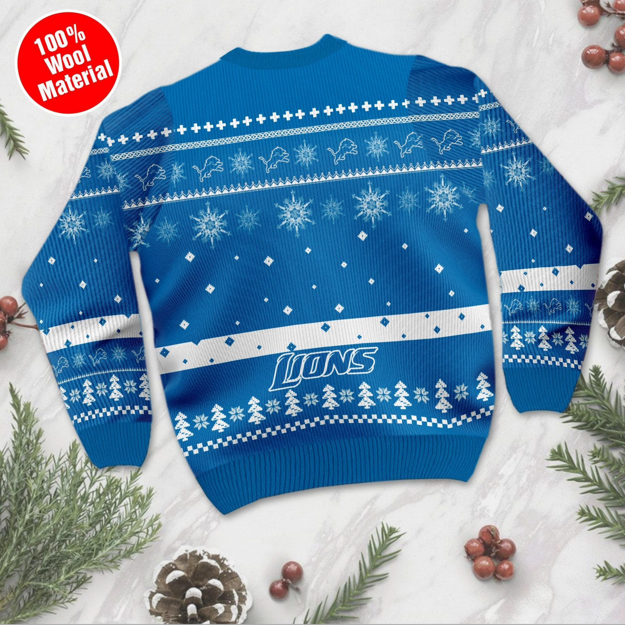 Detroit Lions Funny Charlie Brown Peanuts Snoopy Ugly Christmas Sweater Adult 3D Funny Matching for family - Image 3