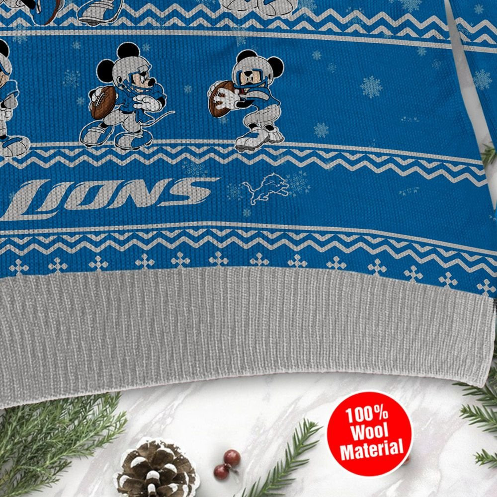 Detroit Lions Mickey Mouse Holiday Party Ugly Christmas Sweater Adult 3D Funny Matching for family - Image 4