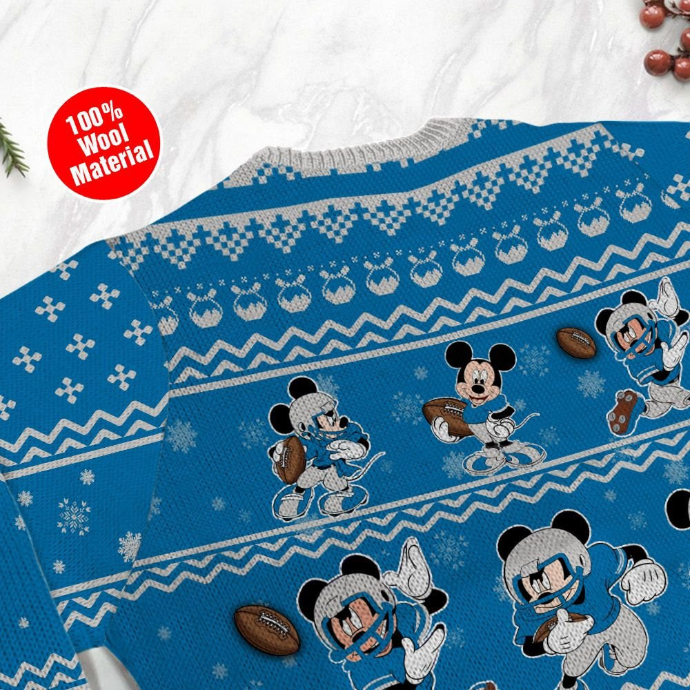 Detroit Lions Mickey Mouse Holiday Party Ugly Christmas Sweater Adult 3D Funny Matching for family - Image 5