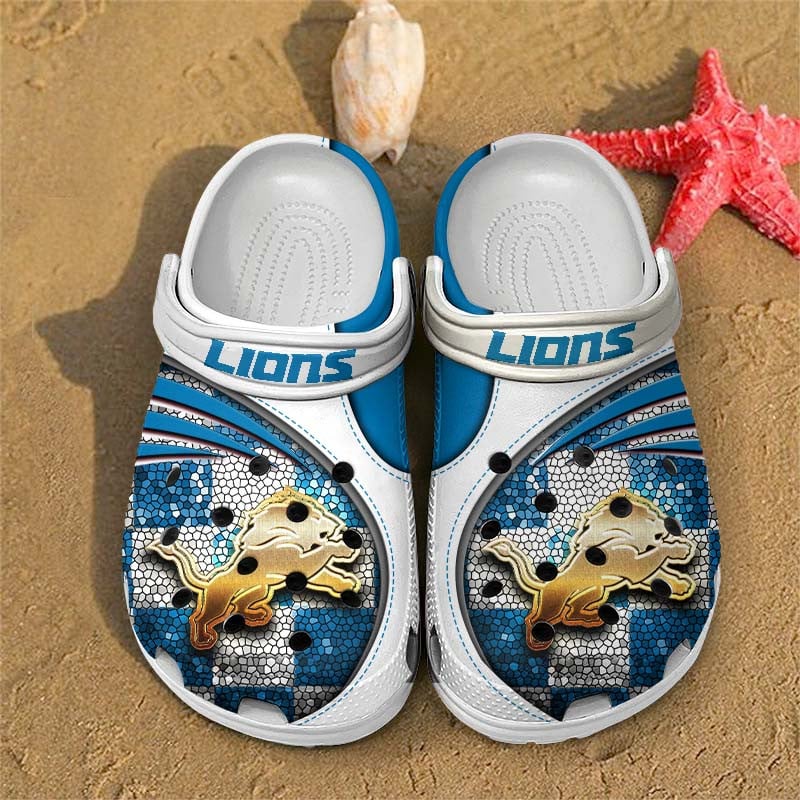 Detroit Lions NFL Crocs Crocband Clogs Shoes Comfortable For Men Women and Kids