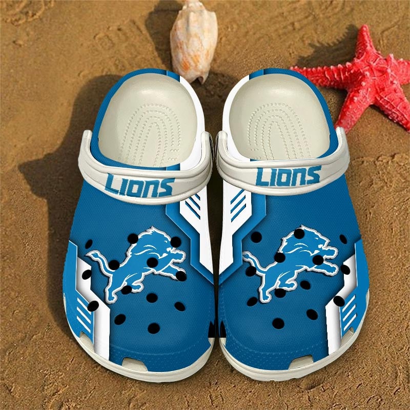 Detroit Lions NFL Crocs Crocband Clogs Shoes Comfortable For Men Women and Kids