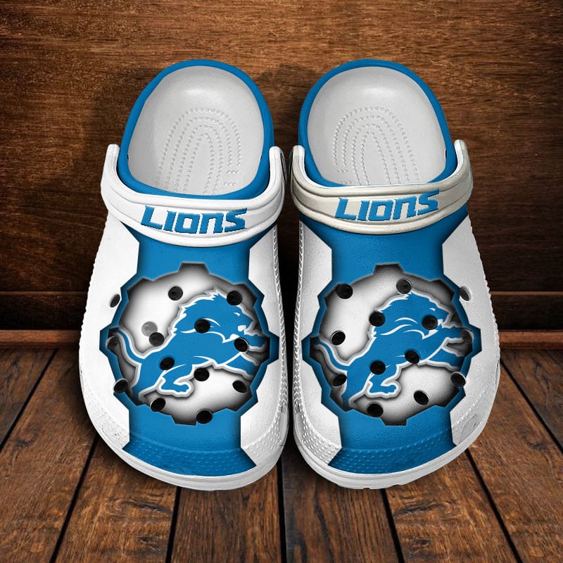 Detroit Lions NFL Crocs Crocband Clogs Shoes Comfortable For Men Women and Kids