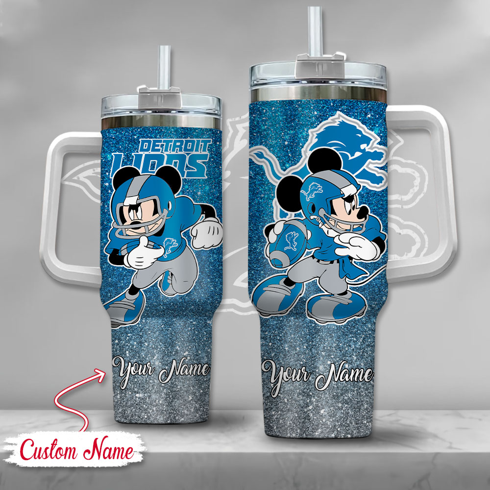 Detroit Lions NFL Mickey Mouse Glitter Custom Stanley Cup 40 oz 30 oz Tumbler With HandleTVC230191