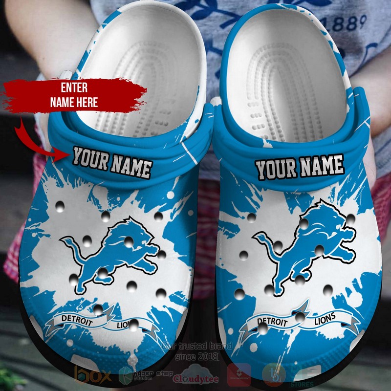 Detroit Lions NFL Sport Crocs Crocband Clogs Shoes Comfortable For Men Women and Kids