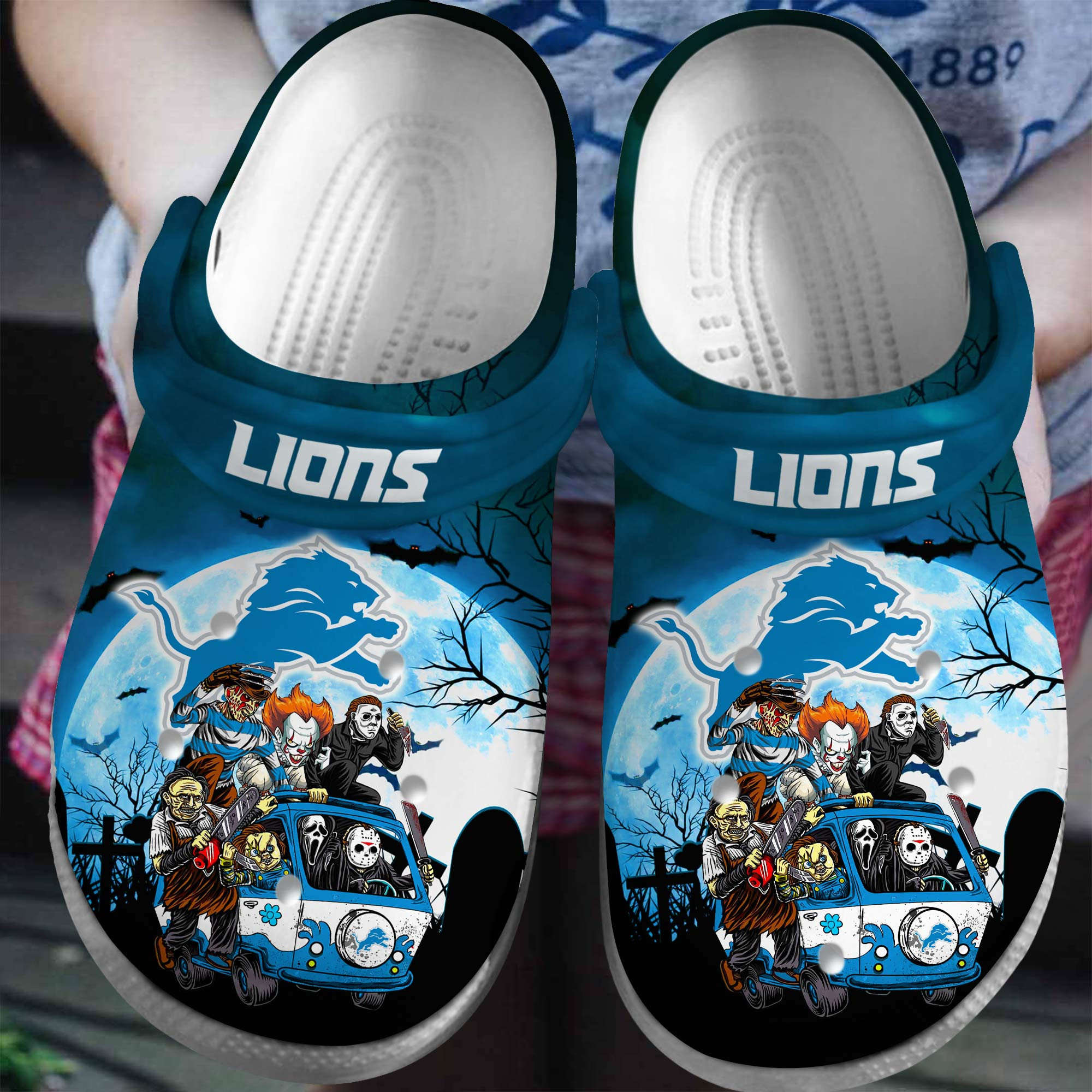 Detroit Lions NFL Sport Crocs Crocband Clogs Shoes Comfortable For Men Women and Kids