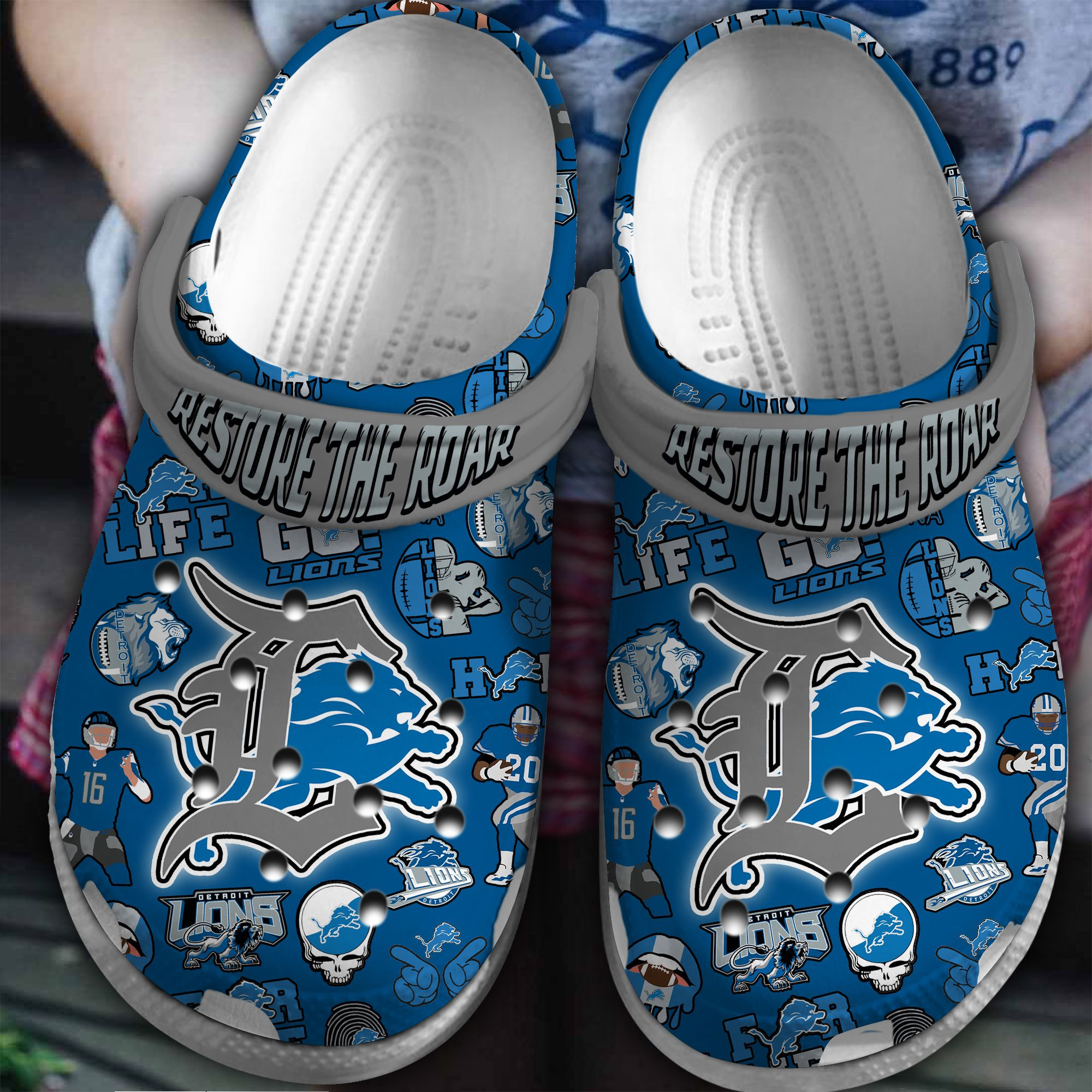 Detroit Lions NFL Sport Crocs Crocband Clogs Shoes Comfortable For Men Women and Kids