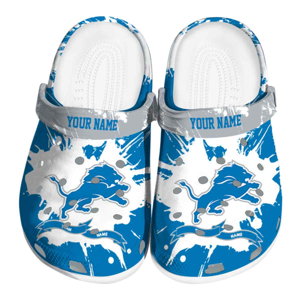 Detroit Lions NFL Sport Crocs Crocband Clogs Shoes Comfortable For Men Women and Kids