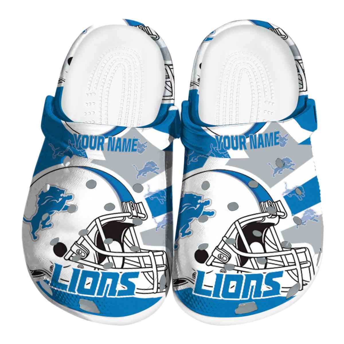 Detroit Lions NFL Sport Crocs Crocband Clogs Shoes Comfortable For Men Women and Kids