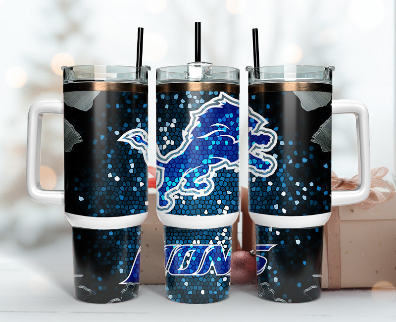 Detroit Lions NFL Stained Glass Effect Custom Stanley Cup 40 oz 30 oz Tumbler With HandleTVC2301141