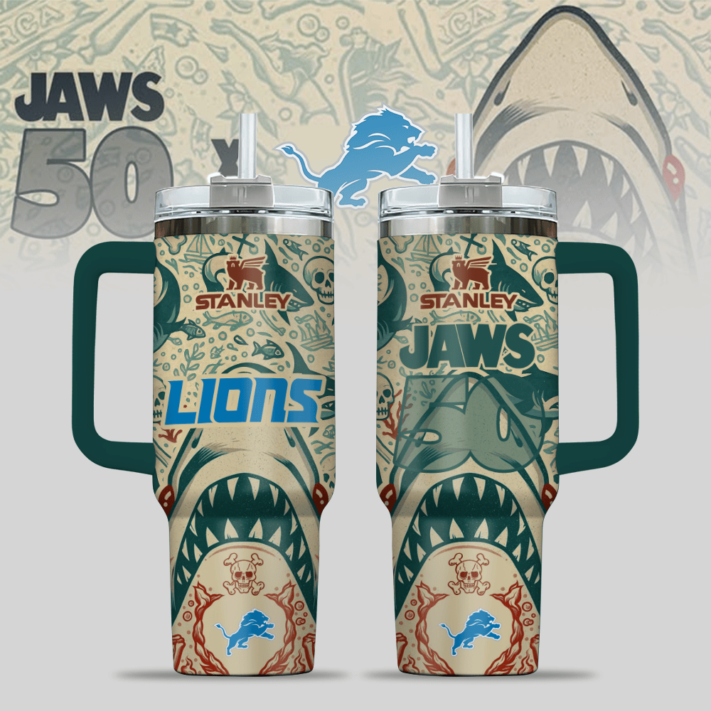 Detroit Lions NFL x JAWS Custom Stanley Cup 40 oz 30 oz Tumbler With HandleTVC2301122